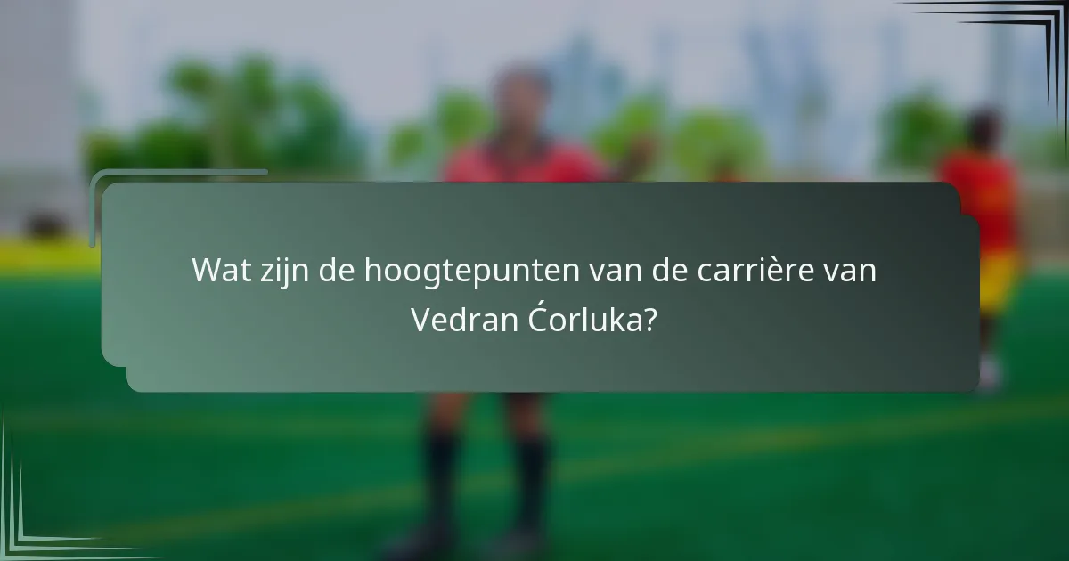 Wat zijn de hoogtepunten van de carrière van Vedran Ćorluka?