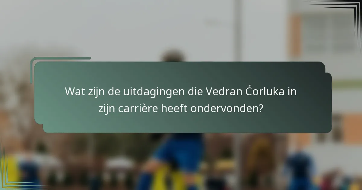 Wat zijn de uitdagingen die Vedran Ćorluka in zijn carrière heeft ondervonden?