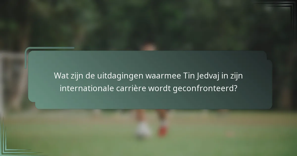 Wat zijn de uitdagingen waarmee Tin Jedvaj in zijn internationale carrière wordt geconfronteerd?