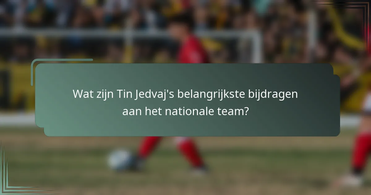 Wat zijn Tin Jedvaj's belangrijkste bijdragen aan het nationale team?
